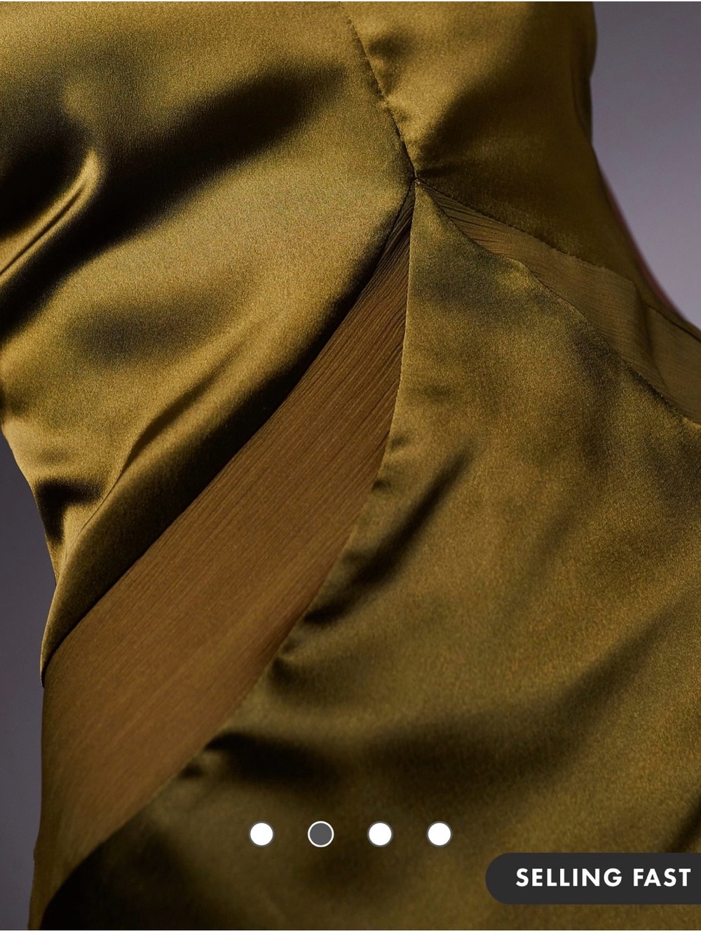 ASOS DESIGN satin chiffon mix square high neck maxi dress in dark olive - Picture 4 of 7